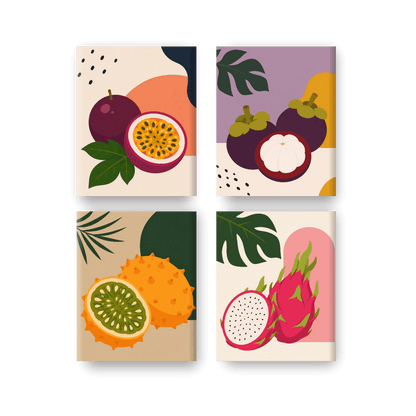 4 Mini Paintings | Tropisch Fruit Set