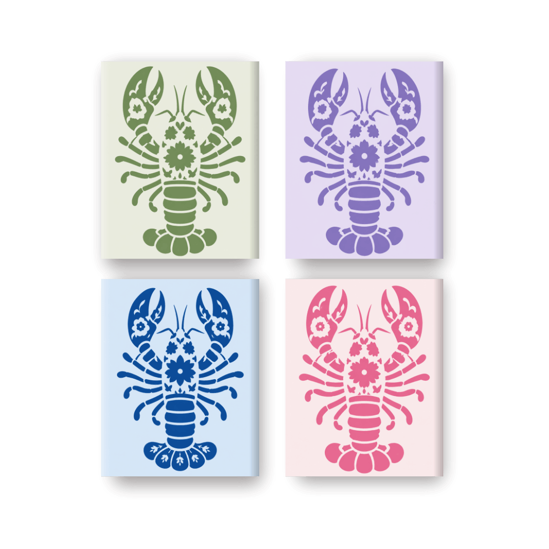 4 Mini Paintings | Delfts Kreeften Set