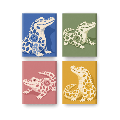 4 Mini Paintings | Delfts Krokodillen Set