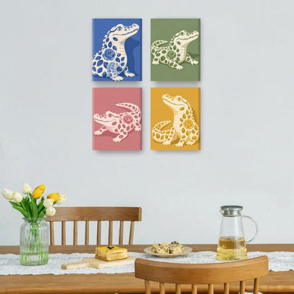 4 Mini Paintings | Delfts Krokodillen Set