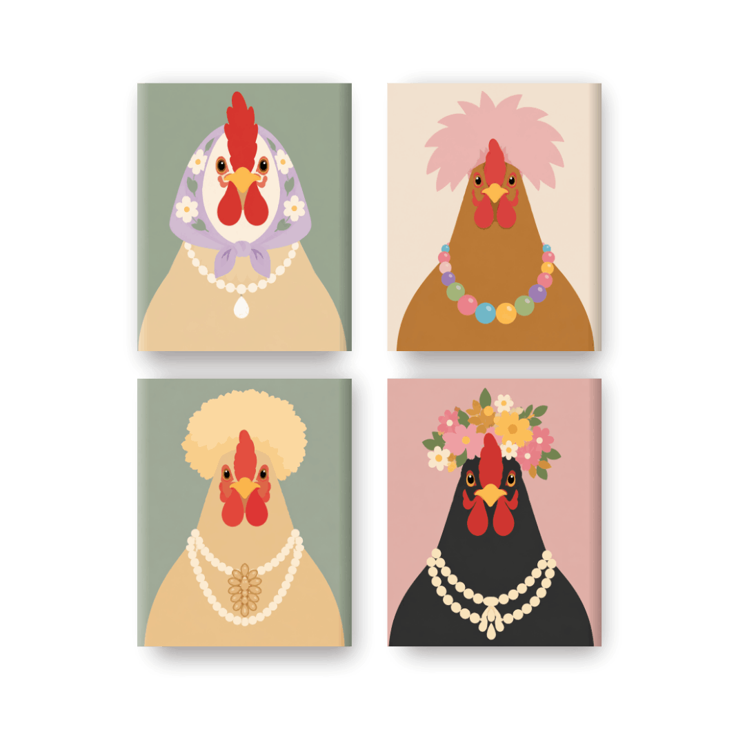 4 Mini Paintings | Chique Kippen Set - Schilder Op Nummers