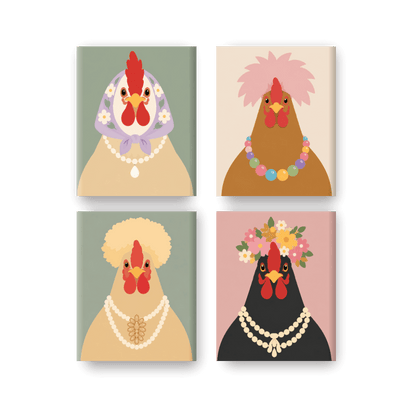 4 Mini Paintings | Chique Kippen Set - Schilder Op Nummers
