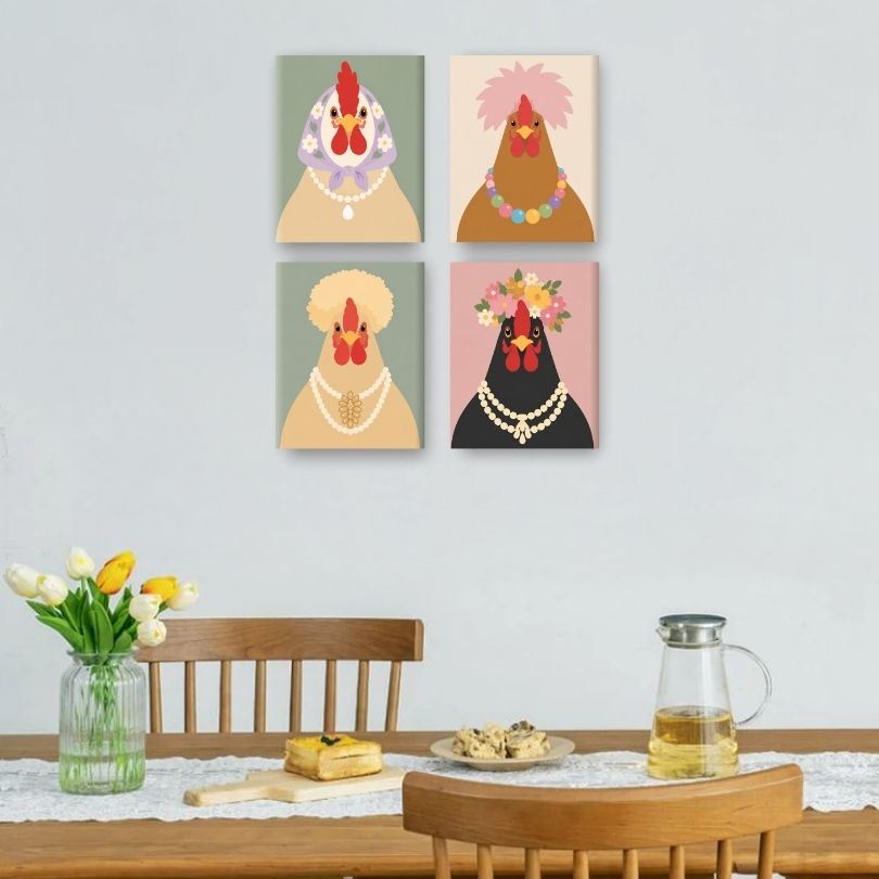 4 Mini Paintings | Chique Kippen Set