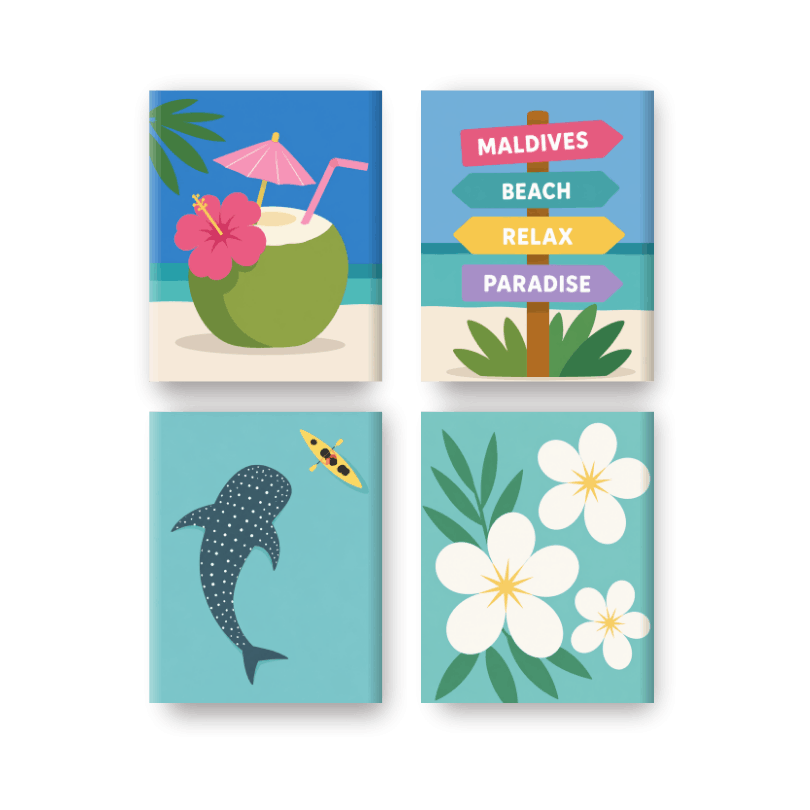 4 Mini Paintings | Malediven Paradijs Set - Schilder Op Nummers