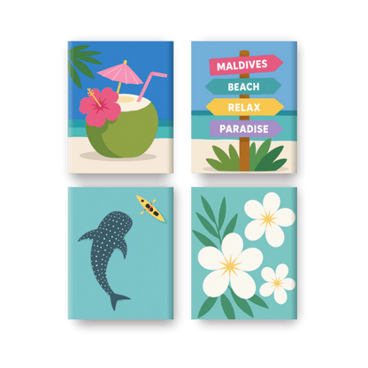4 Mini Paintings | Malediven Paradijs Set - Schilder Op Nummers