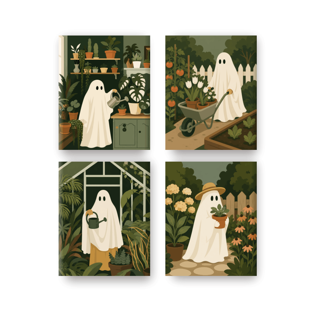 4 Mini Paintings | Spook Tuin Set
