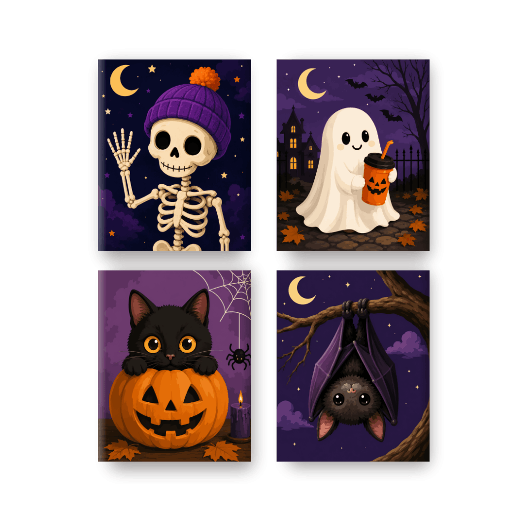 4 Mini Paintings | Pompoen Maatjes Set