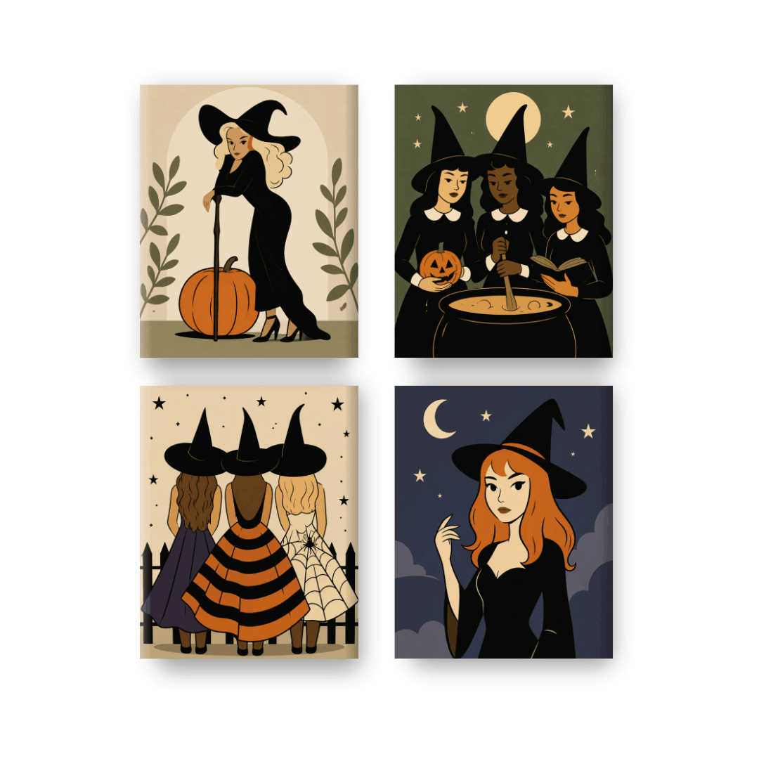 4 Mini Paintings | Heksenuur Set - Schilder Op Nummers