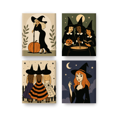 4 Mini Paintings | Heksenuur Set - Schilder Op Nummers
