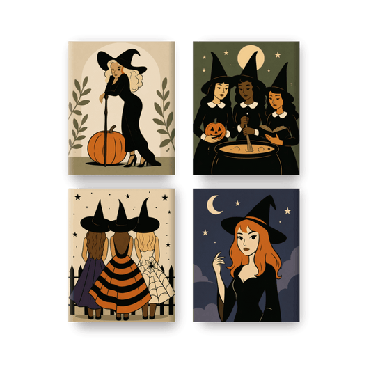 4 Mini Paintings | Heksenuur Set - Schilder Op Nummers