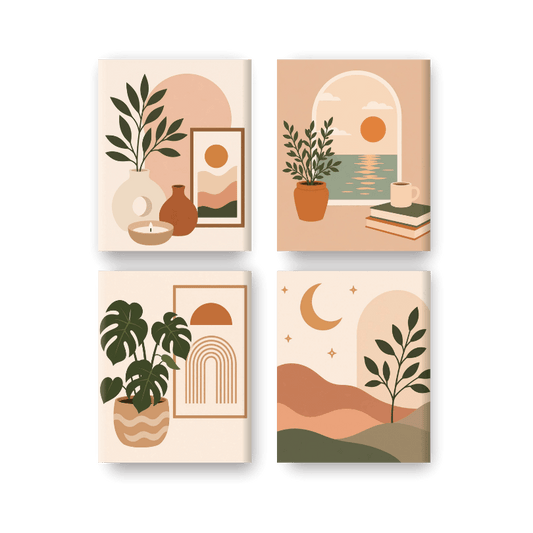 4 Mini Paintings | Boho Thuis Set - Schilder op nummers