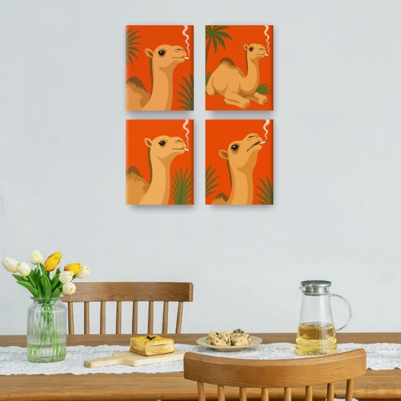 4 Mini Paintings | Rokende Kameel Set