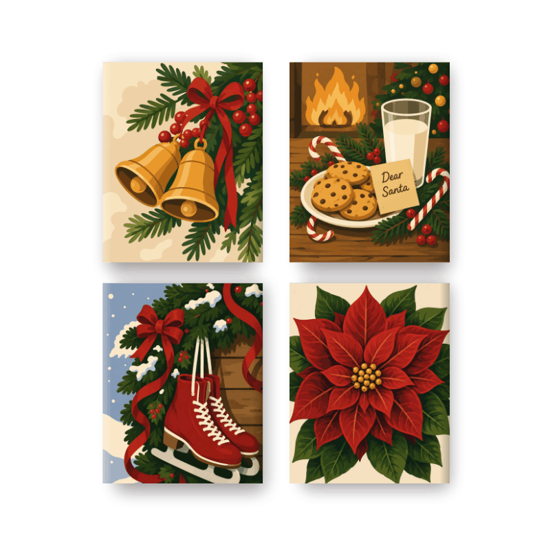 4 Mini Paintings | Kerst Comfort Set - Schilder op nummers