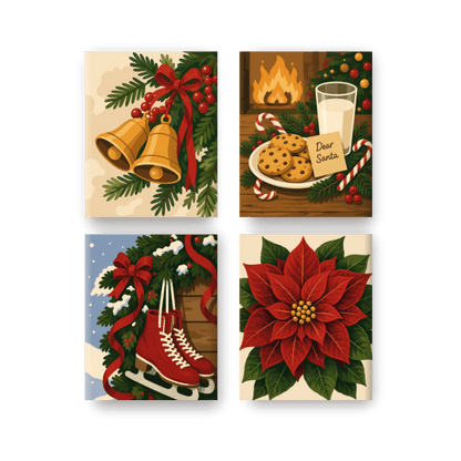 4 Mini Paintings | Kerst Comfort Set - Schilder op nummers