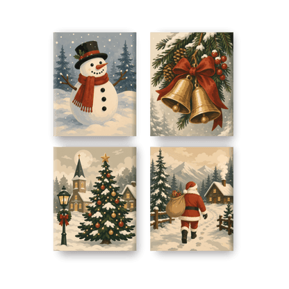 4 Mini Paintings | Kerst Tradities Set - Schilder op nummers