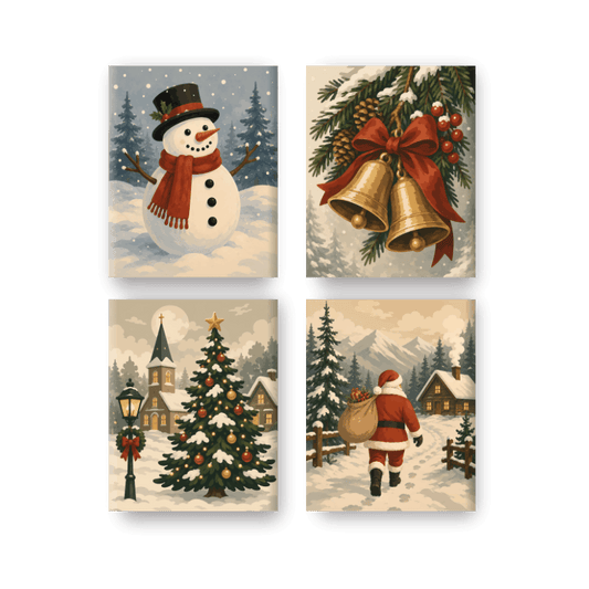 4 Mini Paintings | Kerst Tradities Set - Schilder op nummers