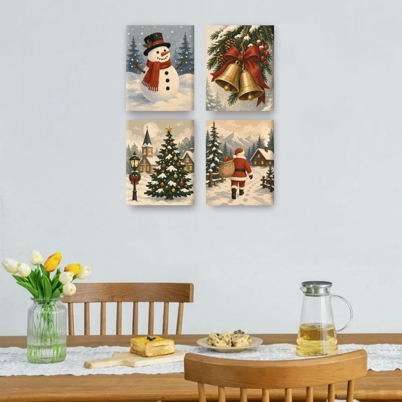 4 Mini Paintings | Kerst Tradities Set