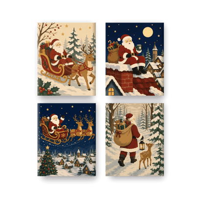 4 Mini Paintings | De Reis van de Kerstman Set - Schilder op nummers