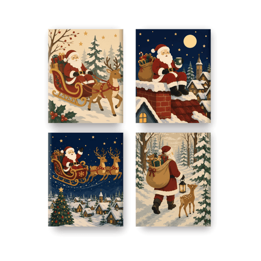 4 Mini Paintings | De Reis van de Kerstman Set - Schilder op nummers