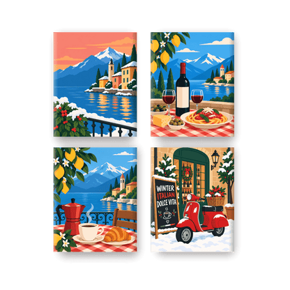 4 Mini Paintings | Italiaanse Wintermeren Set