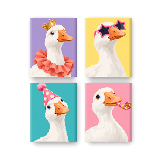 4 Mini Paintings | Feest Ganzen Set