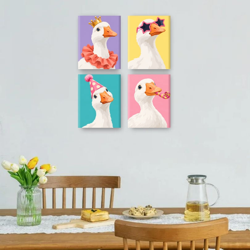 4 Mini Paintings | Feest Ganzen Set