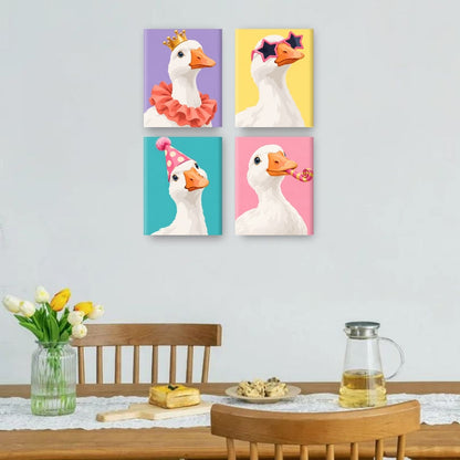 4 Mini Paintings | Feest Ganzen Set