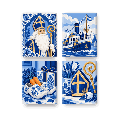 4 Mini Paintings | Delfts Blauwe Sinterklaas Set