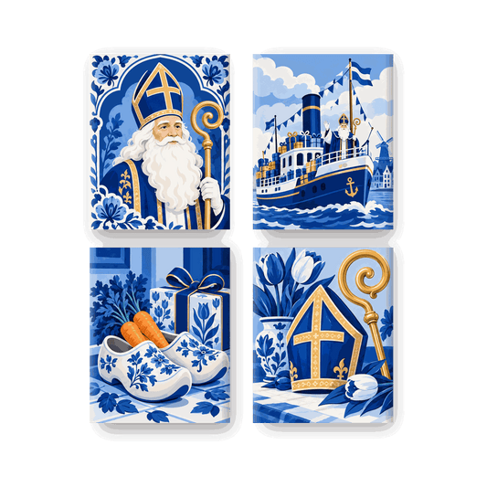 4 Mini Paintings | Delfts Blauwe Sinterklaas Set