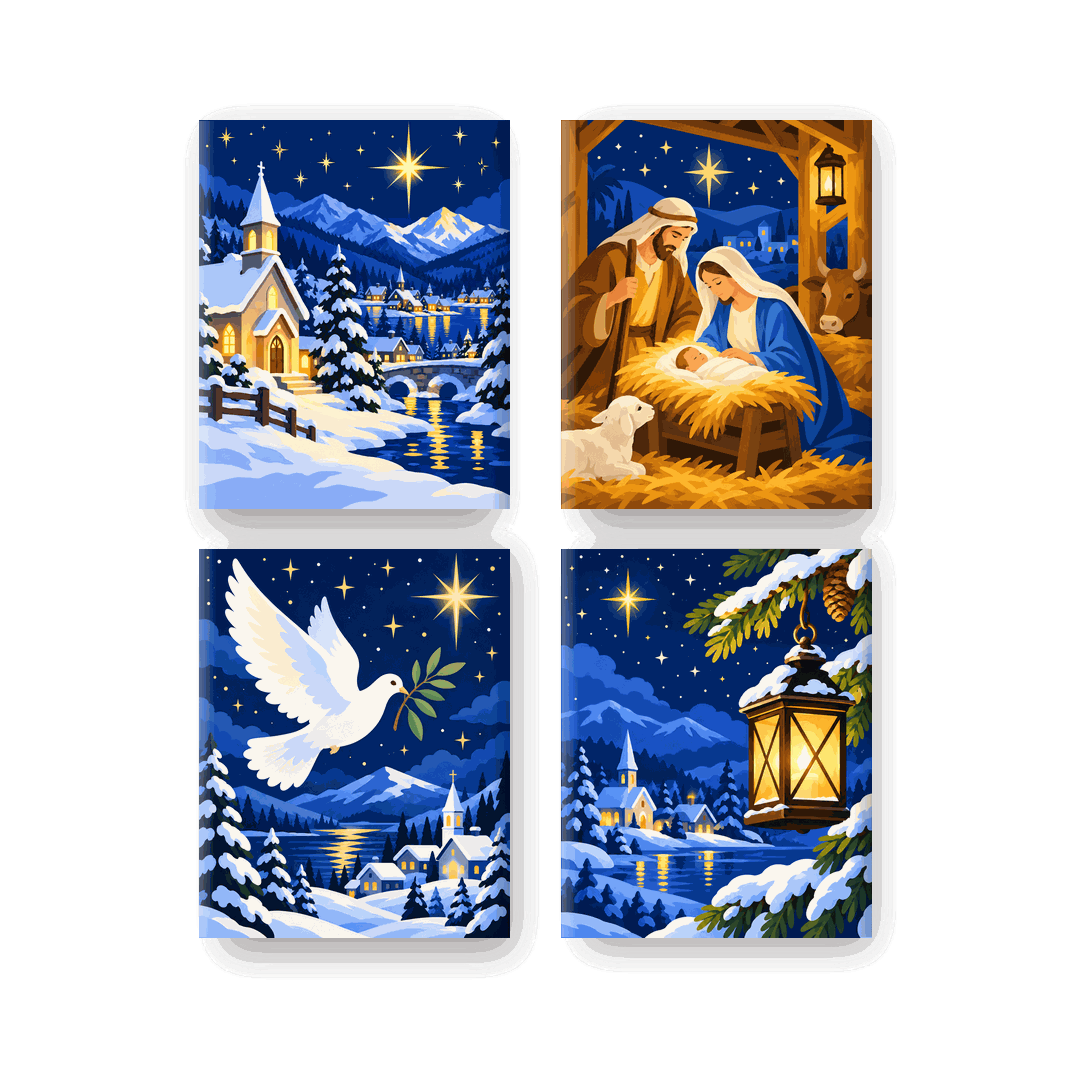4 Mini Paintings | Ster van Bethlehem Set