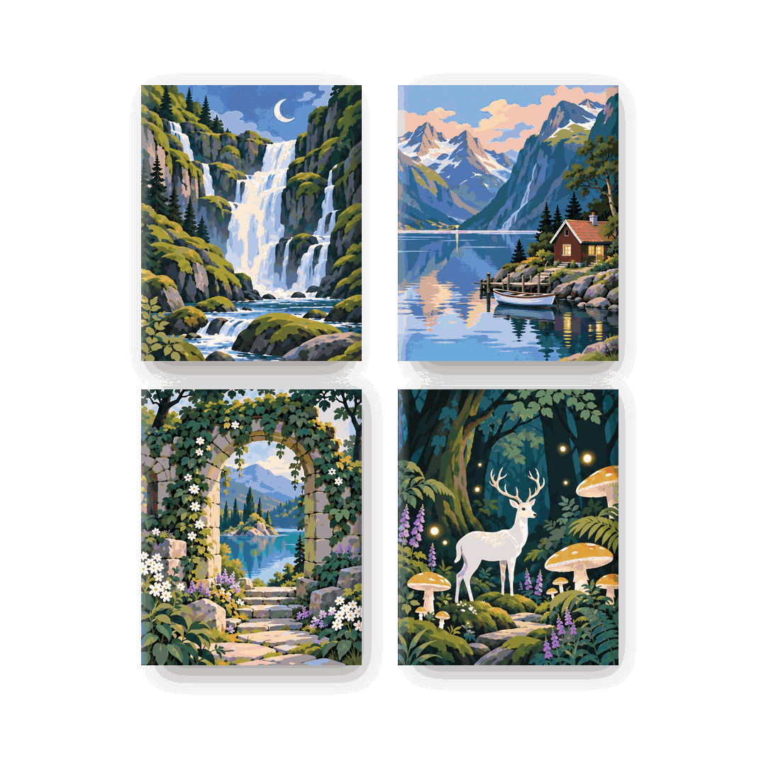 4 Mini Paintings | Betoverde Grillige Ontsnapping Set