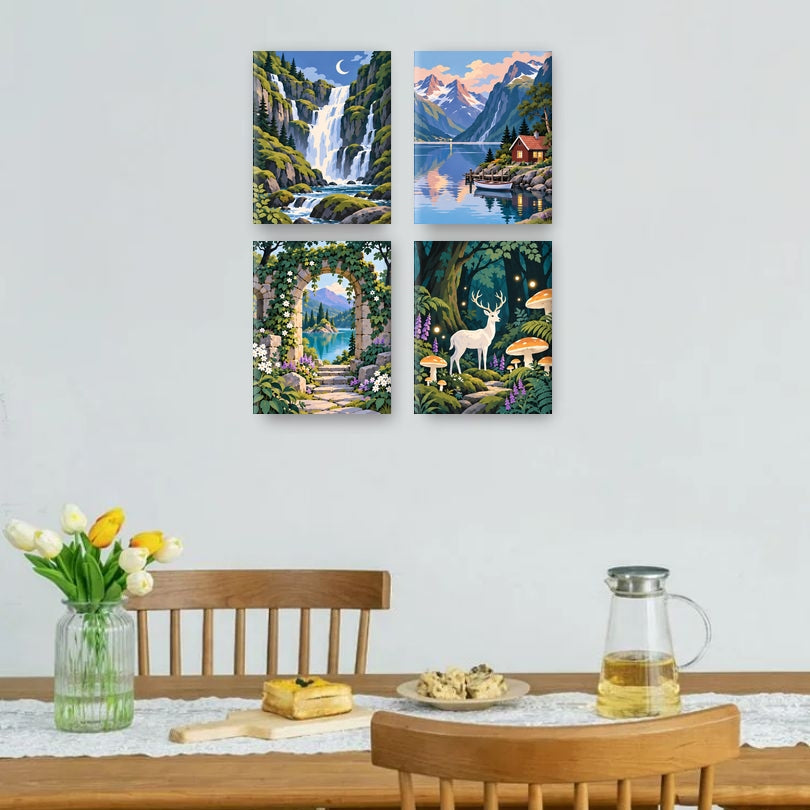 4 Mini Paintings | Betoverde Grillige Ontsnapping Set