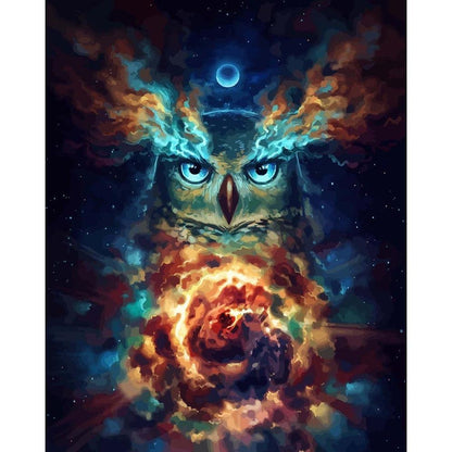 Schilder Op Nummers - Space Uil - by Jojoesart