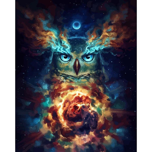 Schilder Op Nummers - Space Uil - by Jojoesart
