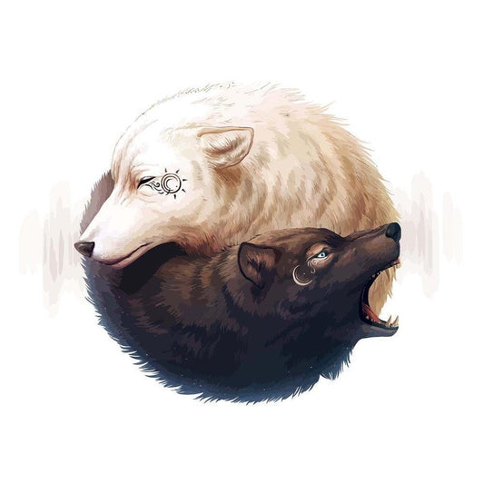 Schilder Op Nummers - Yin Yang Wolf - by Jojoesart