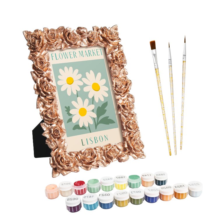 Mini Painting met Fotolijst – Bloemenmarkt Lissabon- Schilderen op nummers