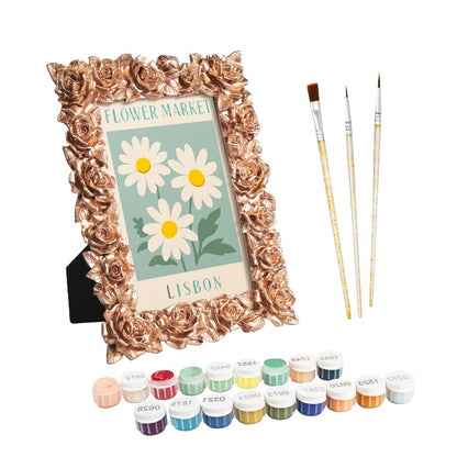 Mini Painting met Fotolijst – Bloemenmarkt Lissabon- Schilderen op nummers