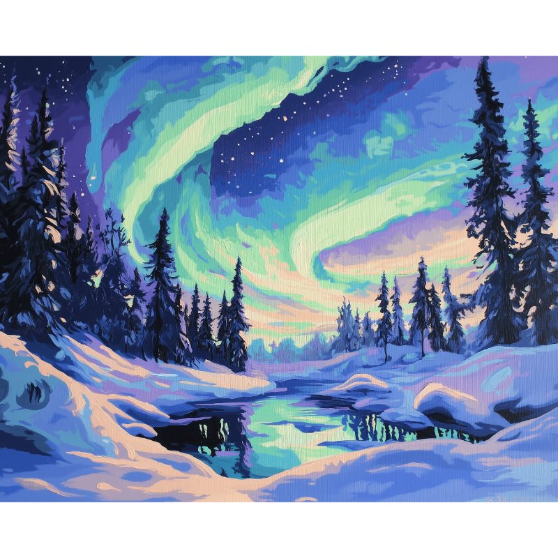 Schilder Op Nummers - Noorderlicht in Lapland