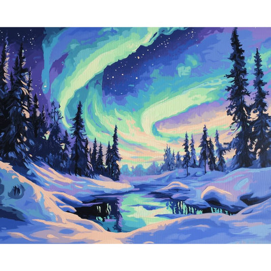 Schilder Op Nummers - Noorderlicht in Lapland