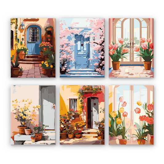 Schilder Op Nummers - 6 Mini Paintings | Kleurrijke deuren set