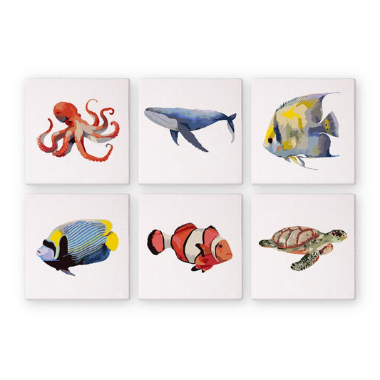 Schilder Op Nummers - 6 Mini Paintings | Vissen set