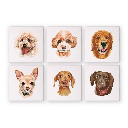 Schilder Op Nummers - 6 Mini Paintings | Honden set
