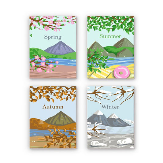 Schilder Op Nummers - 4 Mini Paintings | 4 seizoenen set