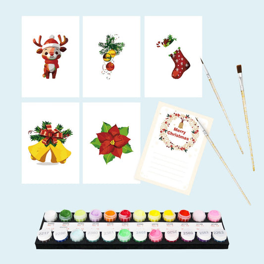 5 Schilderen op Nummer Ansichtkaarten - Kerst set