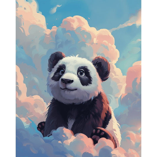 Schilder Op Nummers - Panda in de Wolken