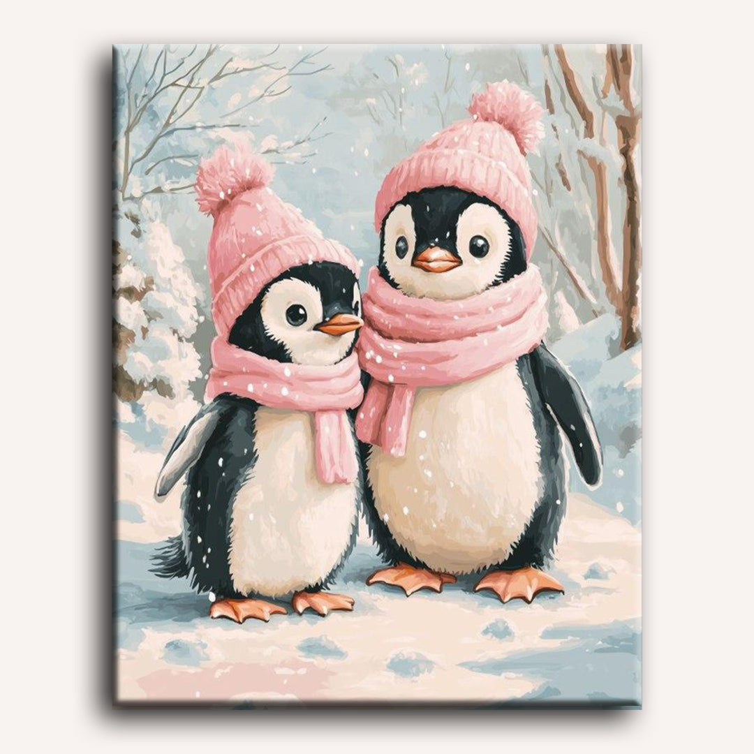 Pinguïns in de sneeuw