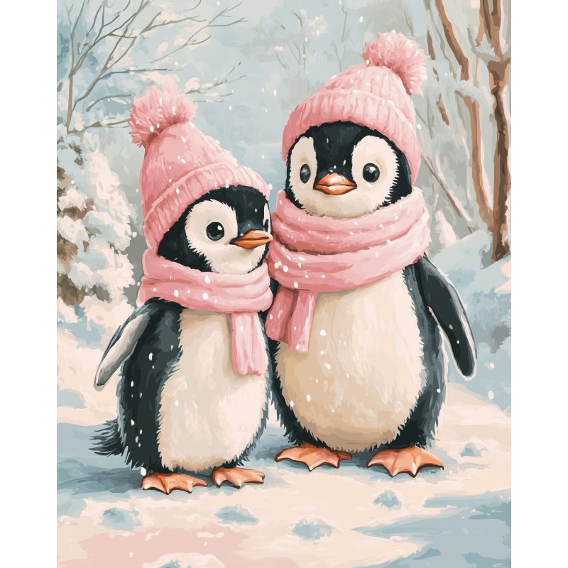 Schilder Op Nummers - Pinguïns in de sneeuw