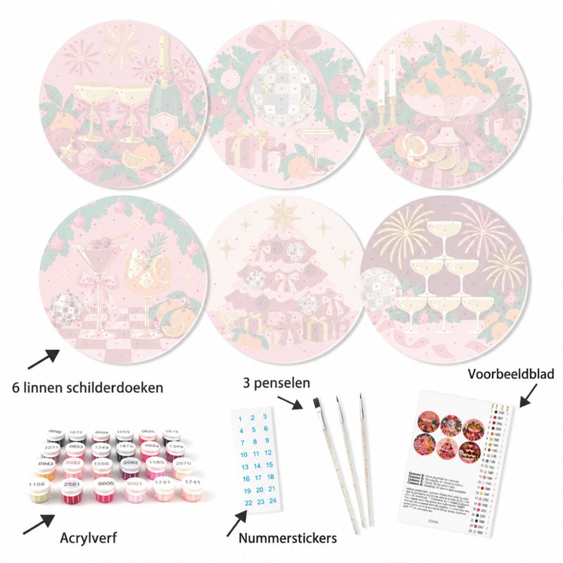 Schilder op Nummer Placemats – Kerst in Roze Set