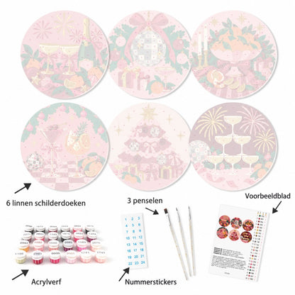 Schilder op Nummer Placemats – Kerst in Roze Set