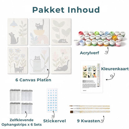 6 Houten Plaat Mini Paintings – Kerstwensen Set